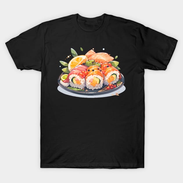 Cute Sushi Anime Food Pixel Art T-Shirt by TheMystique